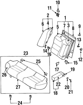 Foto de Respaldo de Asiento Original para Daewoo Leganza 1999 2000 2001 2002 Marca DAEWOO Nmero de Parte 96267194