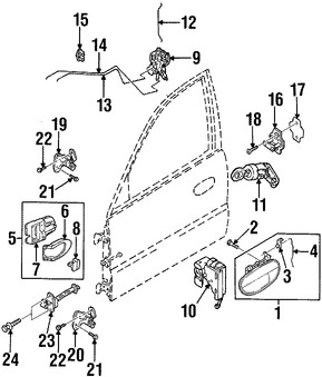 Foto de Conjunto de pestillo de puerta Original para Daewoo Leganza 1999 2000 2001 2002 Marca DAEWOO Nmero de Parte 96225006