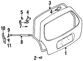 Foto de Soporte Elevacin Puerta Trasera Original para Daewoo Nubira 1999 2000 2001 2002 Marca DAEWOO Nmero de Parte 96306833