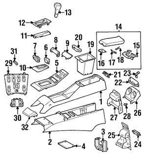 Foto de Consola Central Original para Mercedes-Benz ML320 2000 2001 Mercedes-Benz ML430 2000 2001 Mercedes-Benz ML55 AMG 2000 2001 Marca MERCEDES BENZ Nmero de Parte 16368304751434