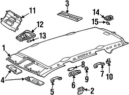 Foto de Techo Interior Original para Mercedes-Benz ML320 2000 2001 Mercedes-Benz ML430 2000 2001 Mercedes-Benz ML55 AMG 2000 2001 Marca MERCEDES BENZ Nmero de Parte 16369058508J21