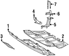 Foto de Guardasalpicaduras del soporte del radiador Original para Mercedes-Benz ML320 Mercedes-Benz ML430 Mercedes-Benz ML55 AMG Marca MERCEDES BENZ Nmero de Parte 1635240028