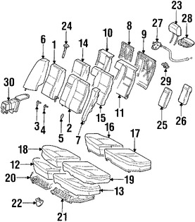 Foto de Cojin de respaldo de Asiento Original para Mercedes-Benz C230 Mercedes-Benz C240 Mercedes-Benz C320 Mercedes-Benz C55 AMG Mercedes-Benz C280 Mercedes-Benz C350 Marca MERCEDES BENZ Parte #20392017039D52