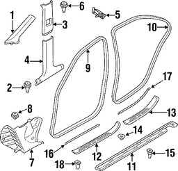 Foto de Clip de Panel de Moldura Pilar B Original para BMW Marca BMW Nmero de Parte 51438189311