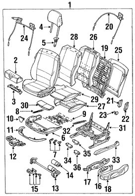 Foto de Asiento Original para BMW 323Ci BMW 325Ci BMW 330Ci BMW M3 Marca BMW Remanufacturado N�mero de Parte 52100138213