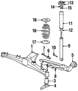 Foto de Brazo remolcador de suspensin Original para BMW 318ti BMW Z3 BMW 318i BMW 318is BMW 325i BMW 325is Marca BMW Nmero de Parte 33321091152