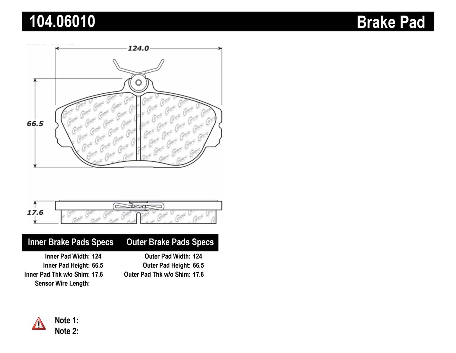 Foto de Pastillas de Freno Posi-Quiet Metallic w Shims & Hardware para Ford Windstar 1998 Marca CENTRIC PARTS Nmero de Parte 104.06010