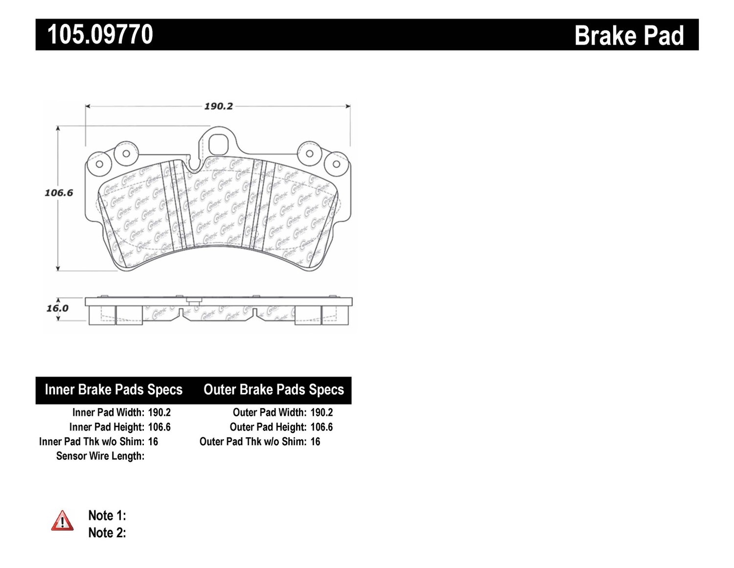 Foto de Pastilla de Freno de Disco Posi-Quiet Ceramic w Shims & Hardware para Porsche Cayenne Audi Q7 Volkswagen Touareg Marca CENTRIC PARTS Nmero de Parte 105.09770