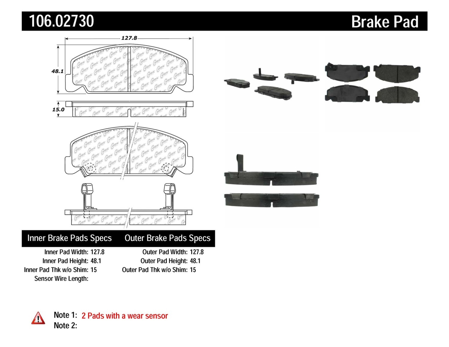 Foto de Pastillas de Freno Posi-Quiet Extended Wear w Shims & Hardware para Honda Civic 2000 Marca CENTRIC PARTS N�mero de Parte 106.02730