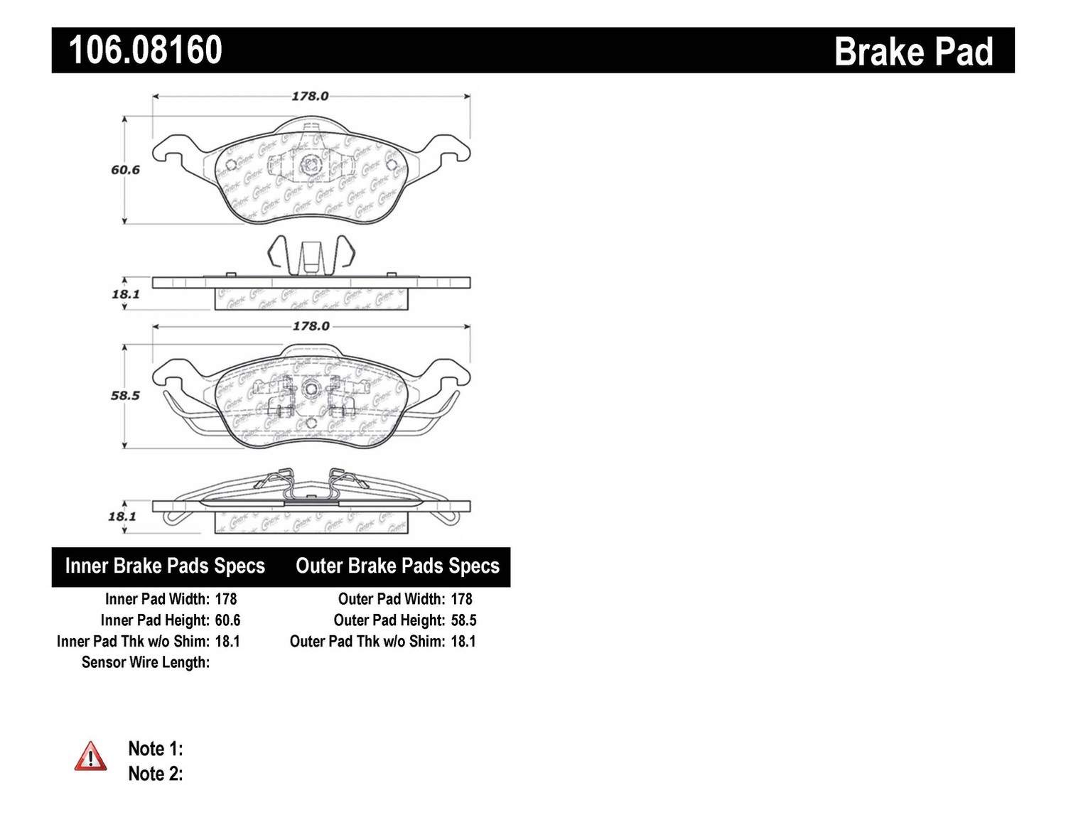 Foto de Pastillas de Freno Posi-Quiet Extended Wear w Shims & Hardware para Ford Focus 2002 Marca CENTRIC PARTS N�mero de Parte 106.08160