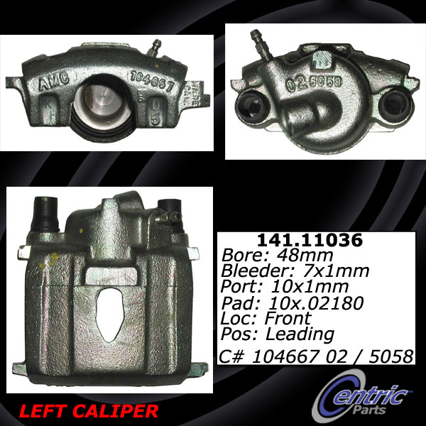 Foto de Caliper de Freno de Disco Premium Semi-Loaded Housing & Bracket - Preferred para Renault Alliance 1983 1984 1985 1986 1987 Renault Encore 1984 1985 1986 Marca CENTRIC PARTS Parte #141.11035