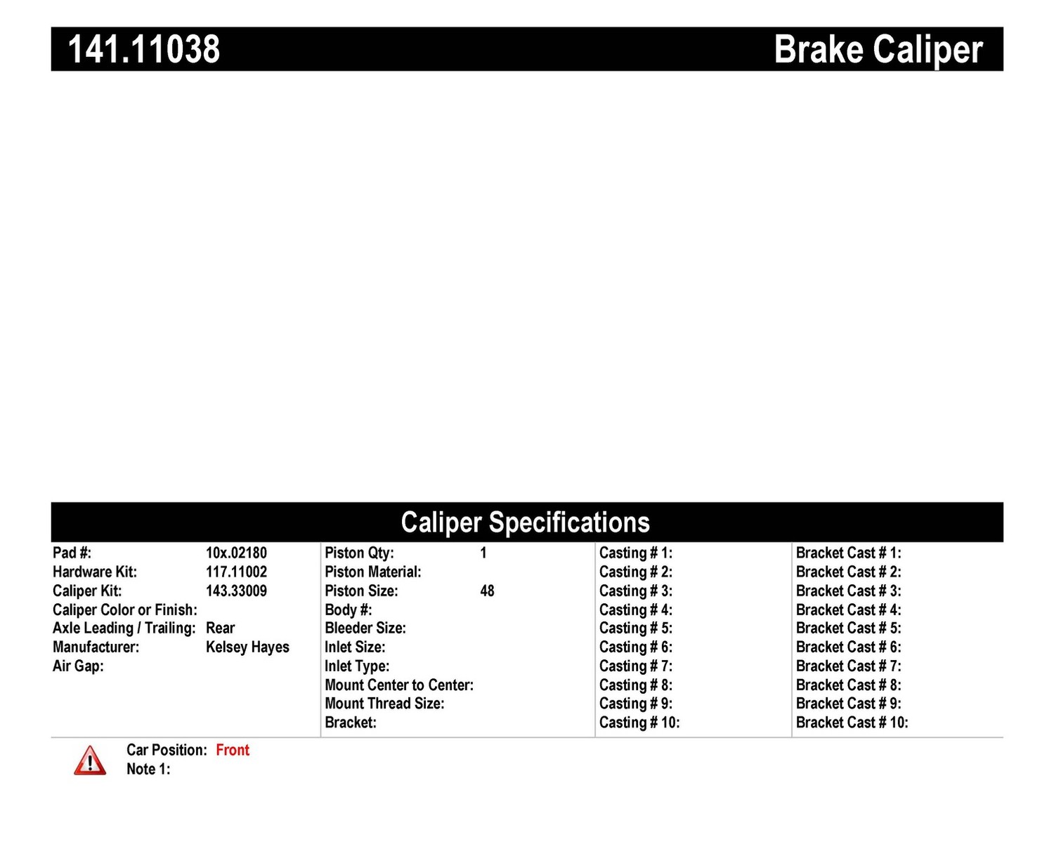 Foto de Caliper de Freno de Disco Premium Semi-Loaded Housing & Bracket - Preferred para Renault Alliance 1987 Marca CENTRIC PARTS Nmero de Parte 141.11038