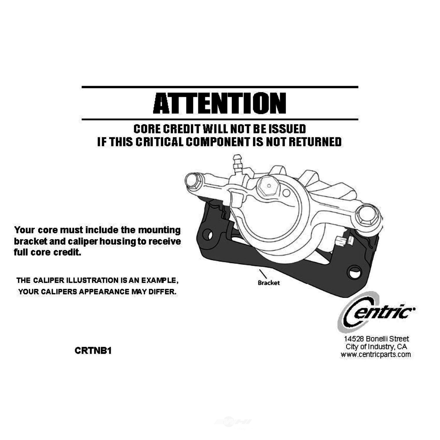 Foto de Caliper de Freno de Disco Premium Semi-Loaded Housing & Bracket para Isuzu Trooper 1989 Marca CENTRIC PARTS Nmero de Parte 141.43012