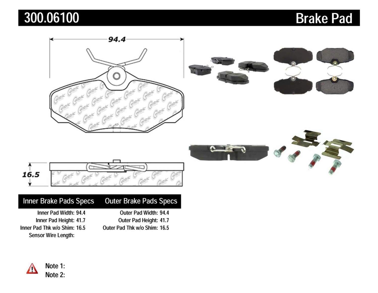 Foto de Pastilla de Freno de Disco Premium Semi-Met Pads w Shim and Hardware para Ford Taurus Lincoln Continental Mercury Sable Marca CENTRIC PARTS Nmero de Parte 300.06100