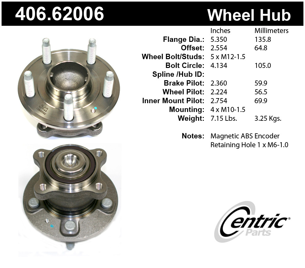 Foto de Conjunto de Cojinete y Cubo de Eje Premium & para Chevrolet Sonic 2012 2013 Marca CENTRIC PARTS N�mero de Parte 406.62006