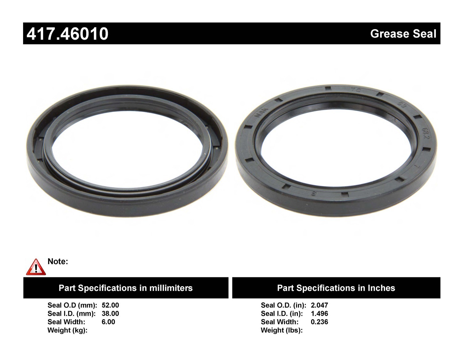 Foto de Sello de Eje Propulsor Centric Premium Oil & Grease para Hyundai Elantra 1994 Marca CENTRIC PARTS Nmero de Parte 417.46010