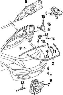 Foto de Aislamiento del capo Original para Chrysler PT Cruiser Marca CHRYSLER N�mero de Parte 4724800AC