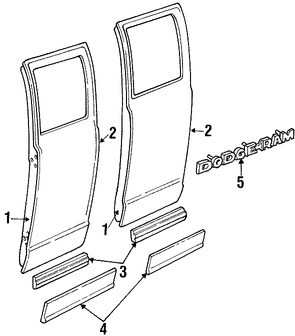 Foto de Moldura de Puerta Original para Dodge B150 Dodge B250 Dodge B350 Dodge B1500 Dodge B2500 Dodge B3500 Marca CHRYSLER Nmero de Parte 55294802