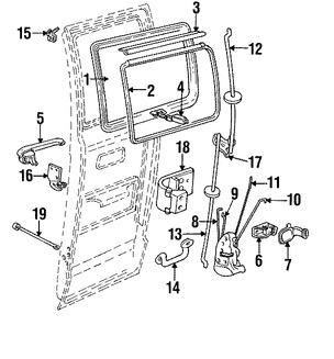 Foto de Conjunto de pestillo de puerta Original para Dodge B150 Dodge B250 Dodge B350 Dodge B1500 Dodge B2500 Dodge B3500 Marca CHRYSLER Nmero de Parte 4354931