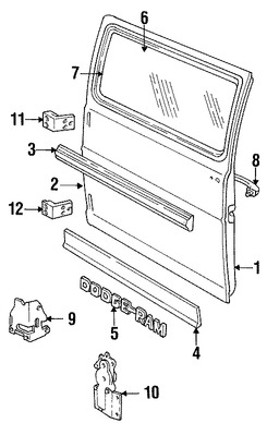 Foto de Moldura de Puerta Original para Dodge B150 Dodge B250 Dodge B350 Dodge B1500 Dodge B2500 Dodge B3500 Marca CHRYSLER Nmero de Parte 55294804