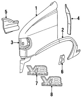 Foto de Guardafango Original para Dodge B1500 Dodge B2500 Dodge B3500 Marca CHRYSLER Nmero de Parte 5012600AB