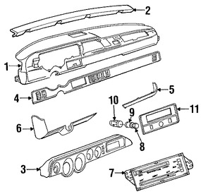 Foto de Cobertura Panel de Instrumentos Original para Dodge B150 1994 Dodge B250 1994 Dodge B350 1994 Dodge B1500 1995 Dodge B2500 1995 Dodge B3500 1995 Marca CHRYSLER Parte #55115541