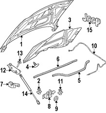 Foto de Sello del capo Original para Jeep Grand Cherokee Jeep Commander Marca CHRYSLER Nmero de Parte 55394851AA