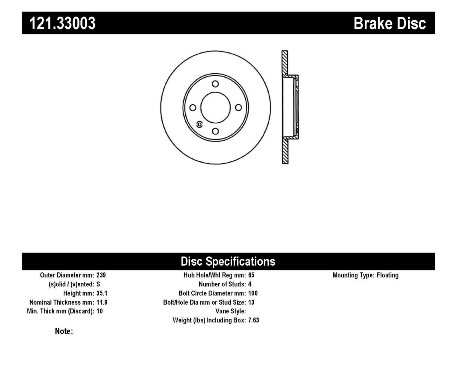 Foto de Rotor del Disco de freno C-TEK Standard Rotor-Preferred para Volkswagen Golf 1990 Marca C-TEK Nmero de Parte 121.33003