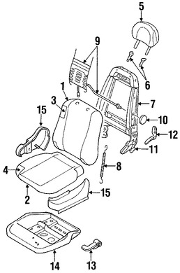 Foto de Bastidor de Respaldo de Asiento Original para Ford Focus 2000 2001 2002 2003 2004 Marca FORD N�mero de Parte 5S4Z6161019AA