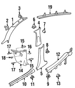 Foto de Juego de Molduras Pilar de Puerta Original para Ford Focus 2000 2001 2002 2003 2004 Marca FORD N�mero de Parte YS4Z5424356CAA