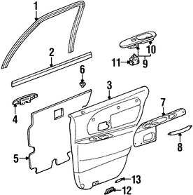 Foto de Protector contra Intemperie Cristal de Puerta Original para Lincoln Town Car Marca FORD Nmero de Parte 2W1Z5425861AA