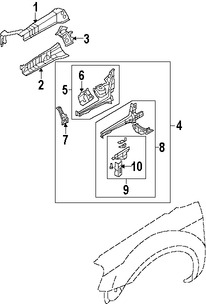 Foto de Conjunto de proteccion del guardafangos Original para Ford Five Hundred 2005 2006 2007 Mercury Montego 2005 2006 2007 Marca FORD Nmero de Parte 5G1Z16055CA