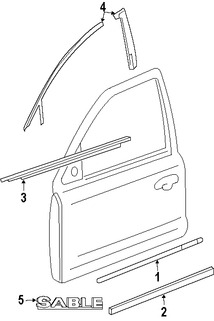 Foto de Protector contra Intemperie Cristal de Puerta Original para Ford Five Hundred Ford Taurus Mercury Sable Mercury Montego Marca FORD Nmero de Parte 6G1Z5421453AA