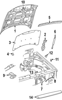 Foto de Aislamiento del capo Original para Ford Explorer Ford Explorer Sport Trac Marca FORD Nmero de Parte 6L2Z16738A