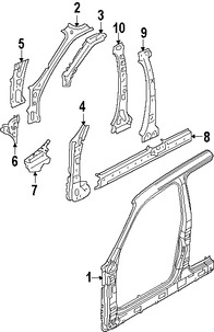 Foto de Pilar B de Carroceria Original para Mercury Mariner Ford Escape Marca FORD Nmero de Parte 8L8Z7824301A