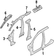 Foto de Refuerzo de Pilar A de Carroceria Original para Lincoln MKX Ford Edge Marca FORD Nmero de Parte 7T4Z7802524B