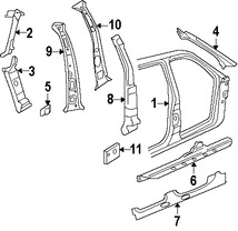 Foto de Refuerzo de Pilar B de Carroceria Original para Mercury Mountaineer Ford Explorer Sport Trac Ford Explorer Marca FORD Nmero de Parte 6L2Z7824300A