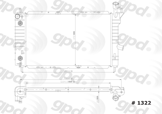 Foto de Radiador para Ford Tempo 1993 Marca GLOBAL PARTS Nmero de Parte 1322C