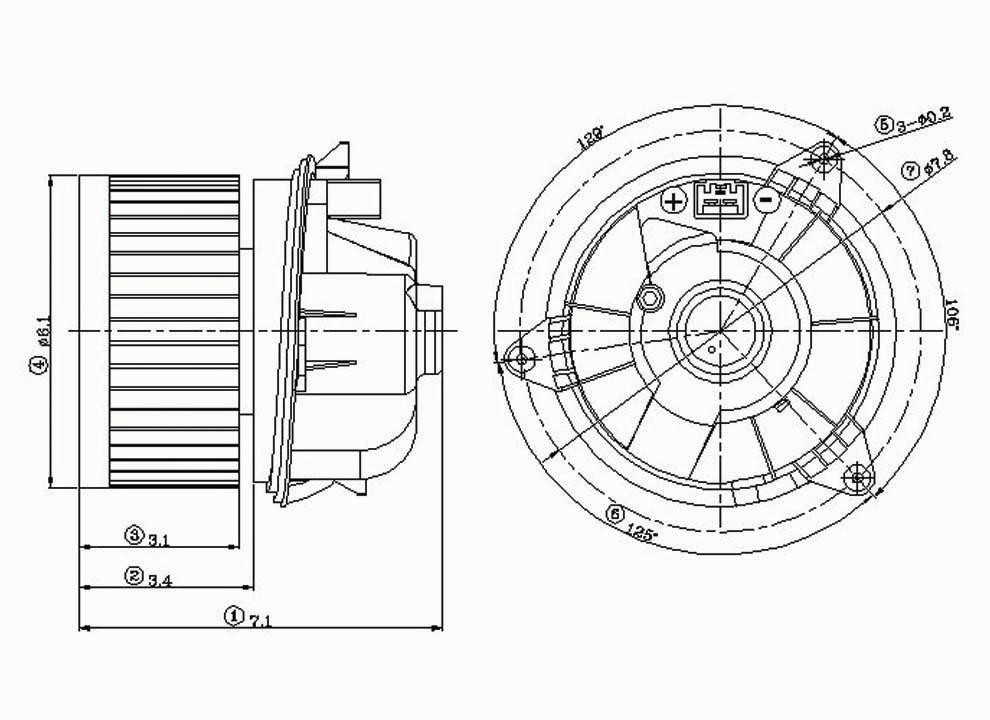 Foto de Motor del ventilador HVAC para Ford Focus Ford Transit Connect Jaguar X-Type Marca GLOBAL PARTS N�mero de Parte #2311602
