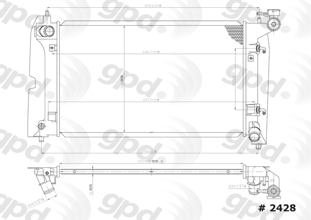 Radiador para Pontiac Vibe Toyota Corolla Toyota Matrix Marca GLOBAL ...