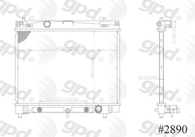 Foto de Radiador para Toyota Yaris 2007 2008 2012 2015 Marca GLOBAL PARTS Nmero de Parte 2890C