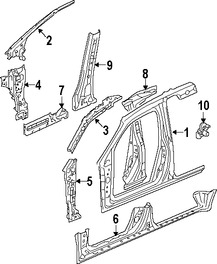 Foto de Refuerzo de Pilar B de Carroceria Original para Honda Odyssey 2005 2006 2007 2008 2009 2010 Marca HONDA Nmero de Parte 63210SHJA00ZZ