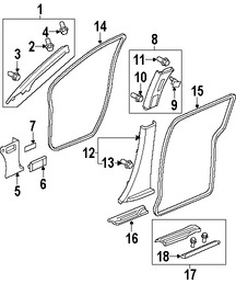 Foto de Juego de Molduras Pilar de Puerta Original para Honda Odyssey 2008 2009 2010 Marca HONDA Nmero de Parte 84171SHJA01ZF