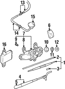 Foto de Motor Limpiaparabrisas Vidrio Trasero Original para Hyundai Santa Fe 2001 2002 2003 2004 2005 2006 Marca HYUNDAI Nmero de Parte 9870026000