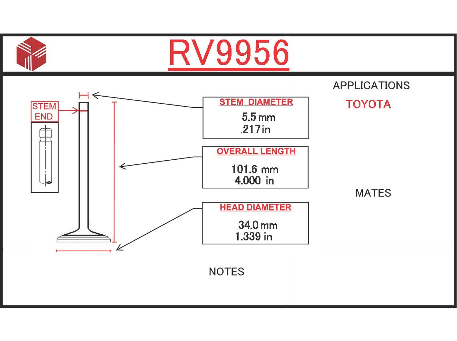 Foto de Vlvula de Admisin del motor para Toyota RAV4 2007 Marca ITM Nmero de Parte RV9956