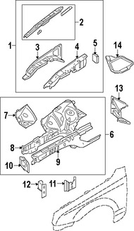 Foto de Refuerzo del protector del Guardafangos Original para Jaguar S-Type Jaguar XF Jaguar XFR Jaguar XFR-S Marca JAGUAR Nmero de Parte C2Z7761