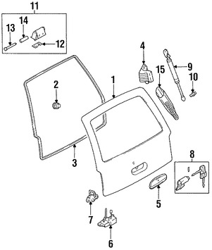 Foto de Puerta Trasera Original para Kia Sportage 1997 1998 1999 2000 2001 2002 Marca KIA N�mero de Parte 0K04M62020B