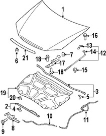 Foto de Aislamiento del capo Original para Kia Spectra Kia Spectra5 Marca KIA Nmero de Parte 811242F000