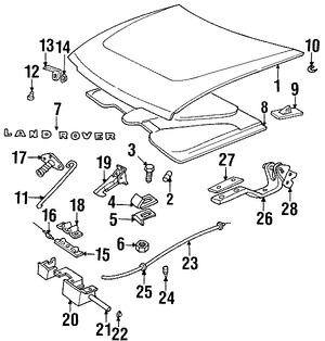 Foto de Bisagra del capo Original para Land Rover Discovery Marca LAND ROVER Nmero de Parte BKB700020