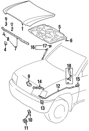 Foto de Bisagra del capo Original para Lexus LX470 Toyota Land Cruiser Marca LEXUS Nmero de Parte 5342060040